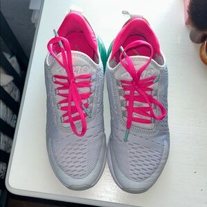 Nike Women's Gray Sneakers with Hot Pink Accents